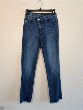 Maje Crossover Waist Raw Hem Jeans - XS